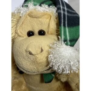 Kellytoy Christmas Monkey Plush Stuffed Animal Green Plaid Santa Hat & Bow Tie